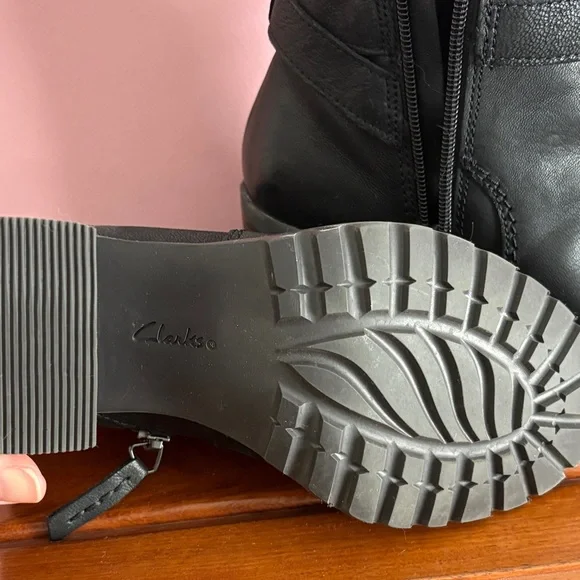 Clarks Black Heeled Ankle Boots - Picture 2 of 2